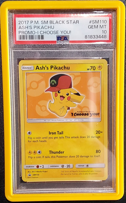 PSA 10 Ash's Pikachu SM110 () () - NM